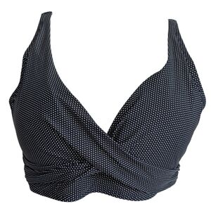 Nip Tuck Swim Women's Size 8 - 10 Navy‎ White Dot Lined Bikini Top